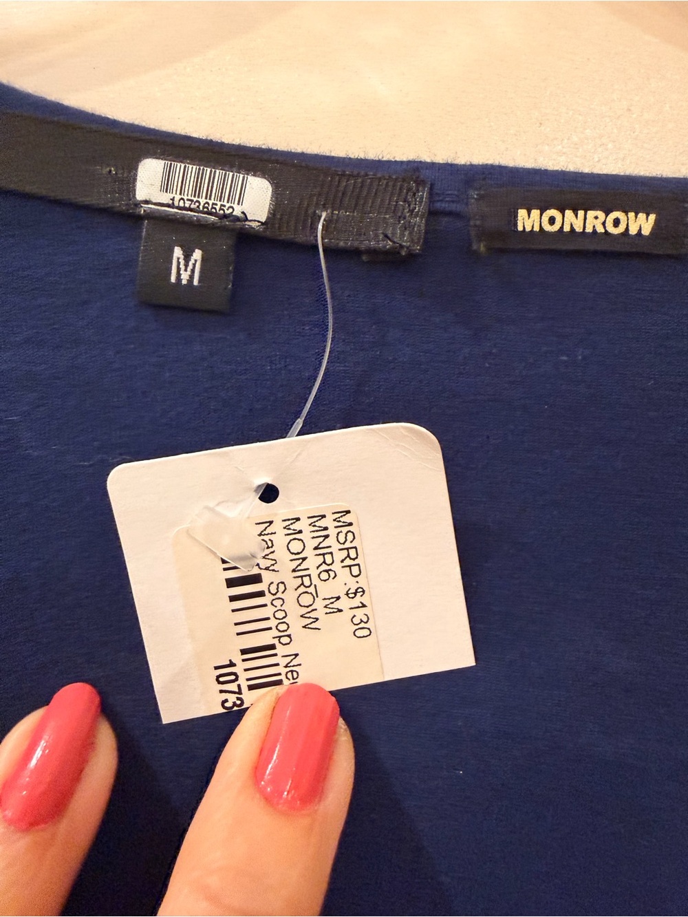 Monrow Navy Scoop-Neck Long Cotton Sleeve Sheath Dress, NWOT, Sz M - Picture 4 of 16